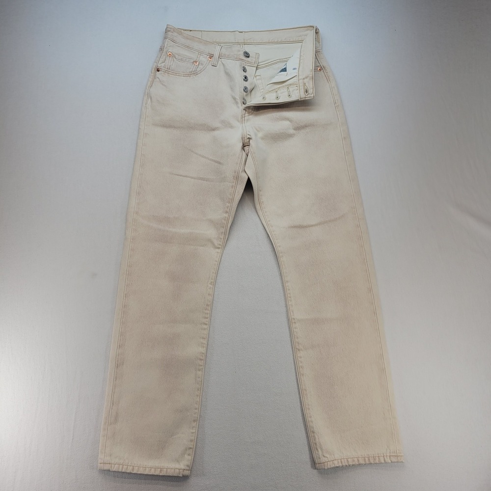 Levi's 501 Original Fit Jeans Women 29 Cream Straight Leg Cotton Denim